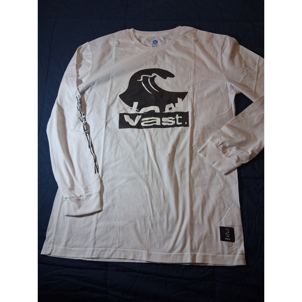 Vast Life Mens XL Long Sleeve Graphic T-Shirt‎ White Surf Wave Logo RN101409